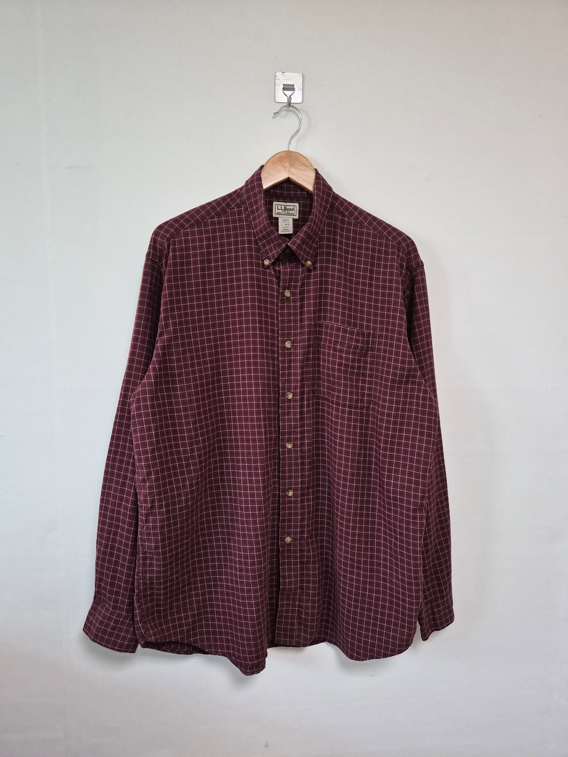 엘엘빈LLBean 와인 원포켓 체크 셔츠 L - S438 상품이미지1