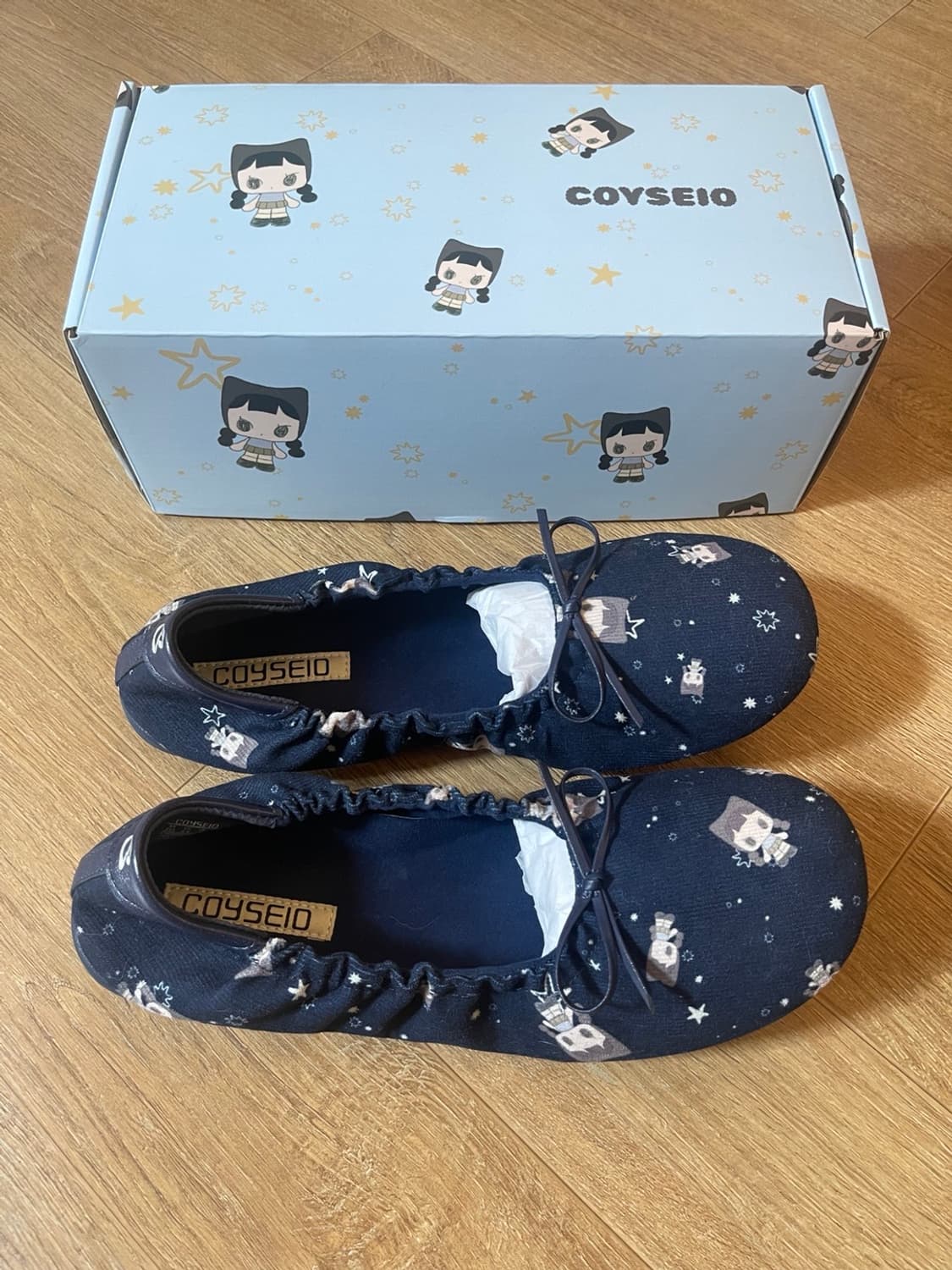 코이세이오 COYSEIO - SHIRRING FLAT SHOES NAVY 상품이미지4