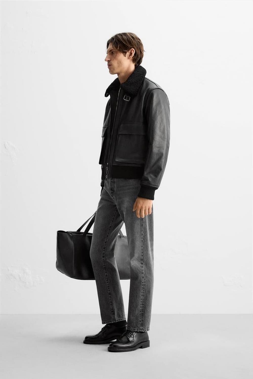 자라 레더 에비에이터 자켓 L 가죽자켓 상품이미지6