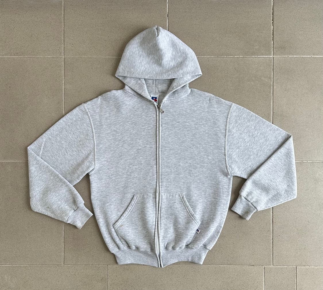 90s 빈티지 러셀 후드집업 밝은그레이 M 상품이미지1