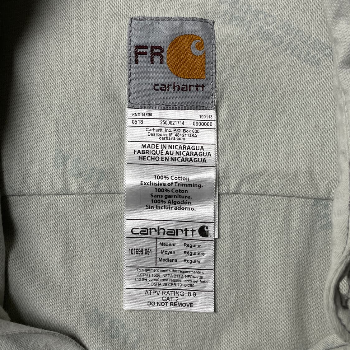 CARHARTT 칼하트 라이트그레이 자수 워크 셔츠 A00969 상품이미지10