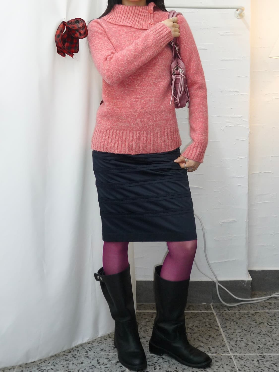 navy satin midi skirt 상품이미지2