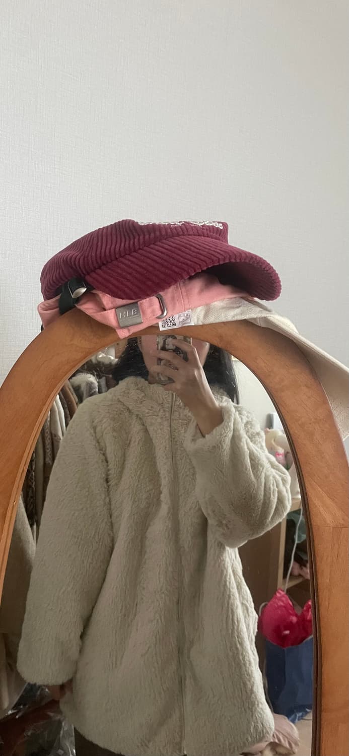 모리걸 빈티지 아이보리 퍼 후드 자켓🤍 상품이미지5