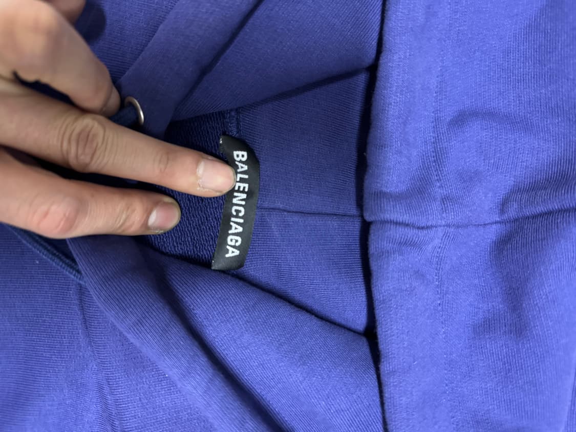 발렌시아가 웨이브로고 후드 블루 상품이미지3