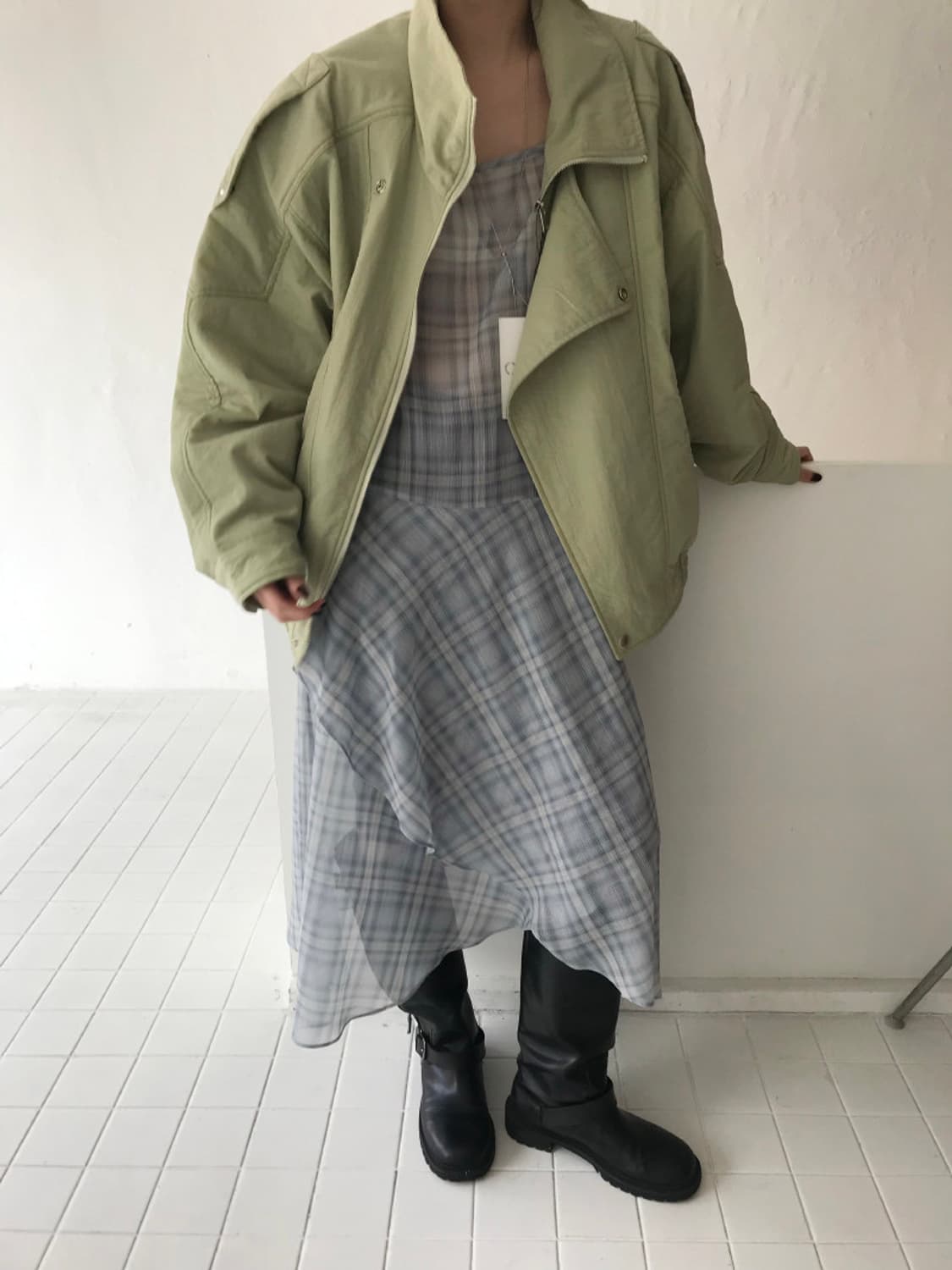 마크들리 레이어드 체크 고퀄 쉬폰 원피스 상품이미지9