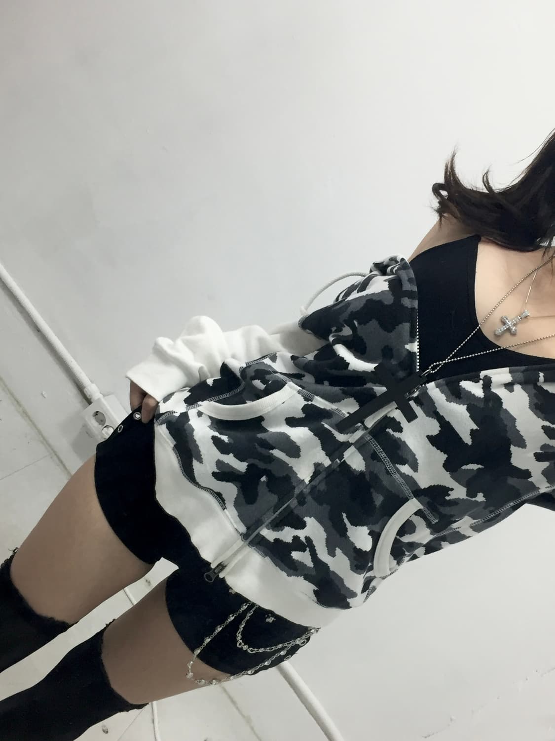 그레이 카모플라쥬 y2k 후드집업 상품이미지3