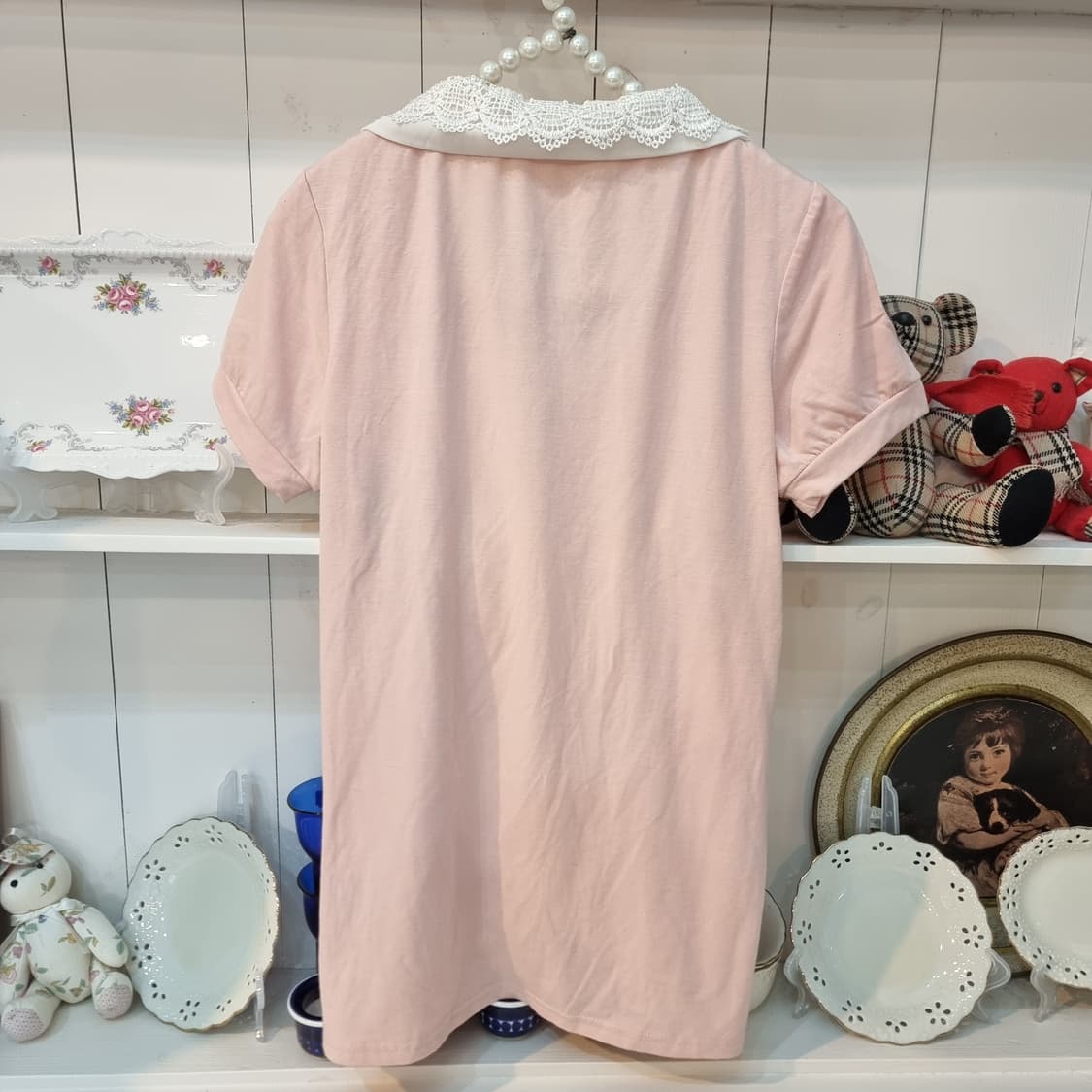 FJER 딸기우유 핑크 레이스 카라 블라우스 상품이미지5