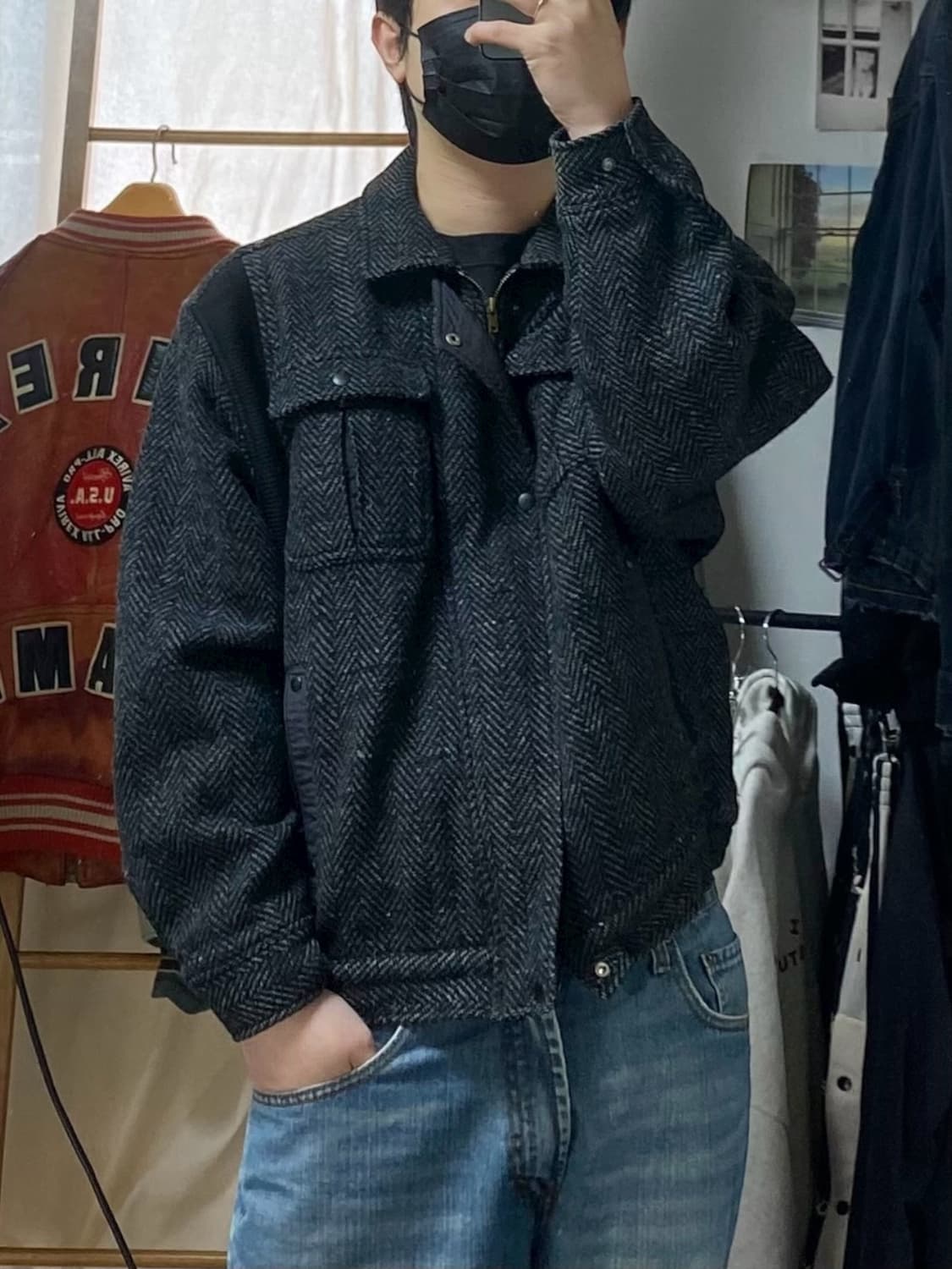 [L] 90s Golden 일본 빈티지 울 집업 자켓 상품이미지10