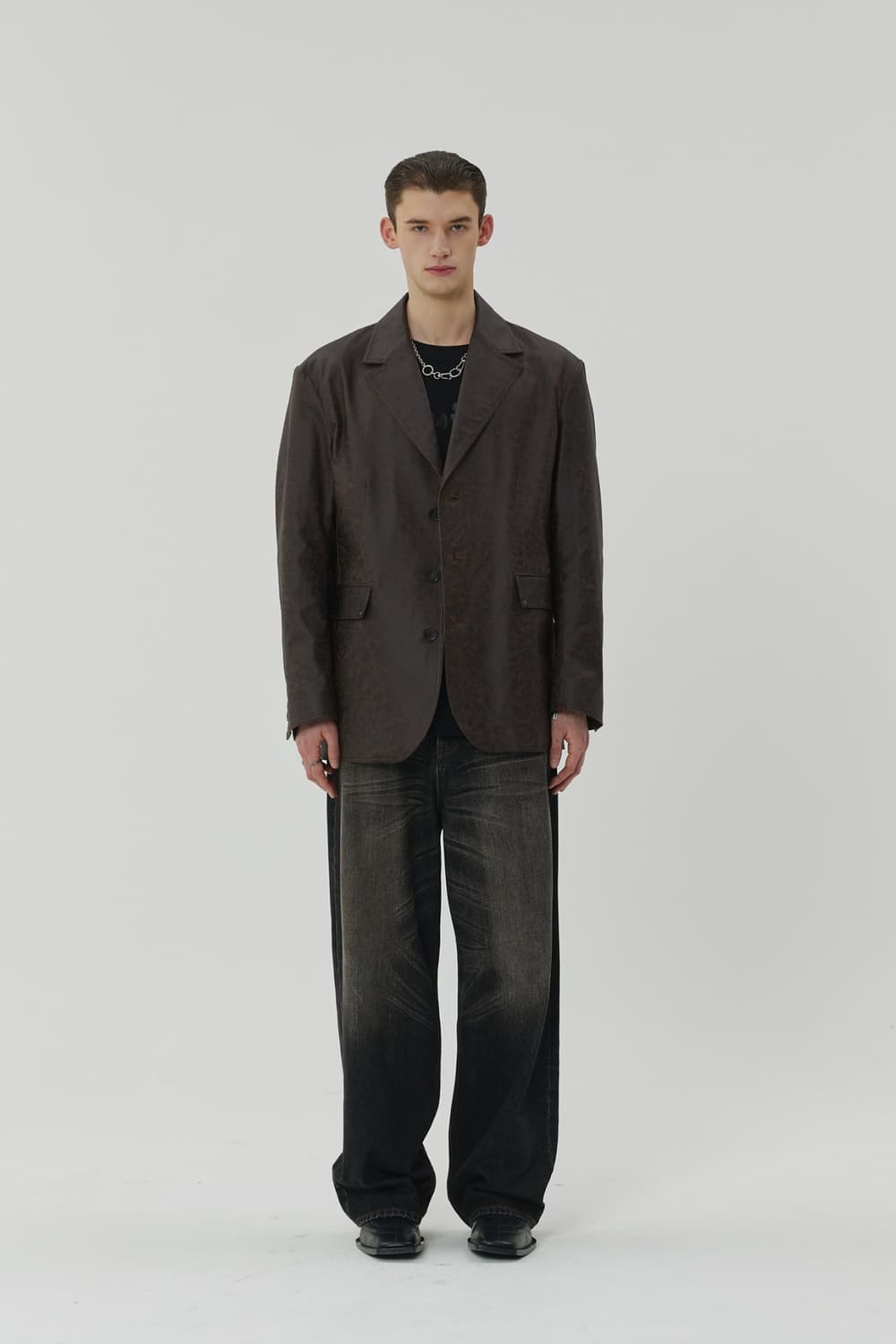 메종미네드 크랙 코팅 가죽 블레이저 자켓 상품이미지3