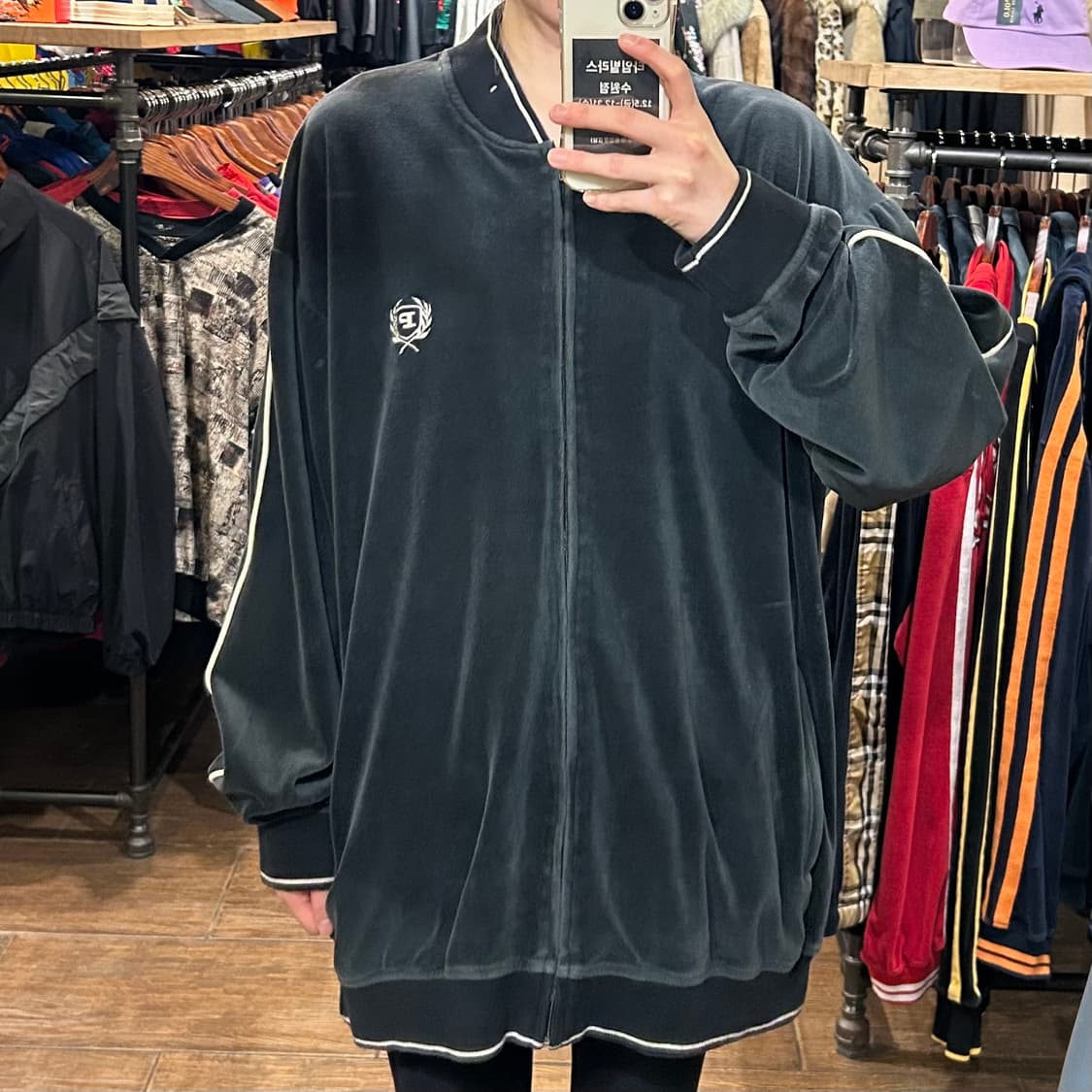 [HI] 팻 팜 벨벳 집업 차콜  상품이미지2