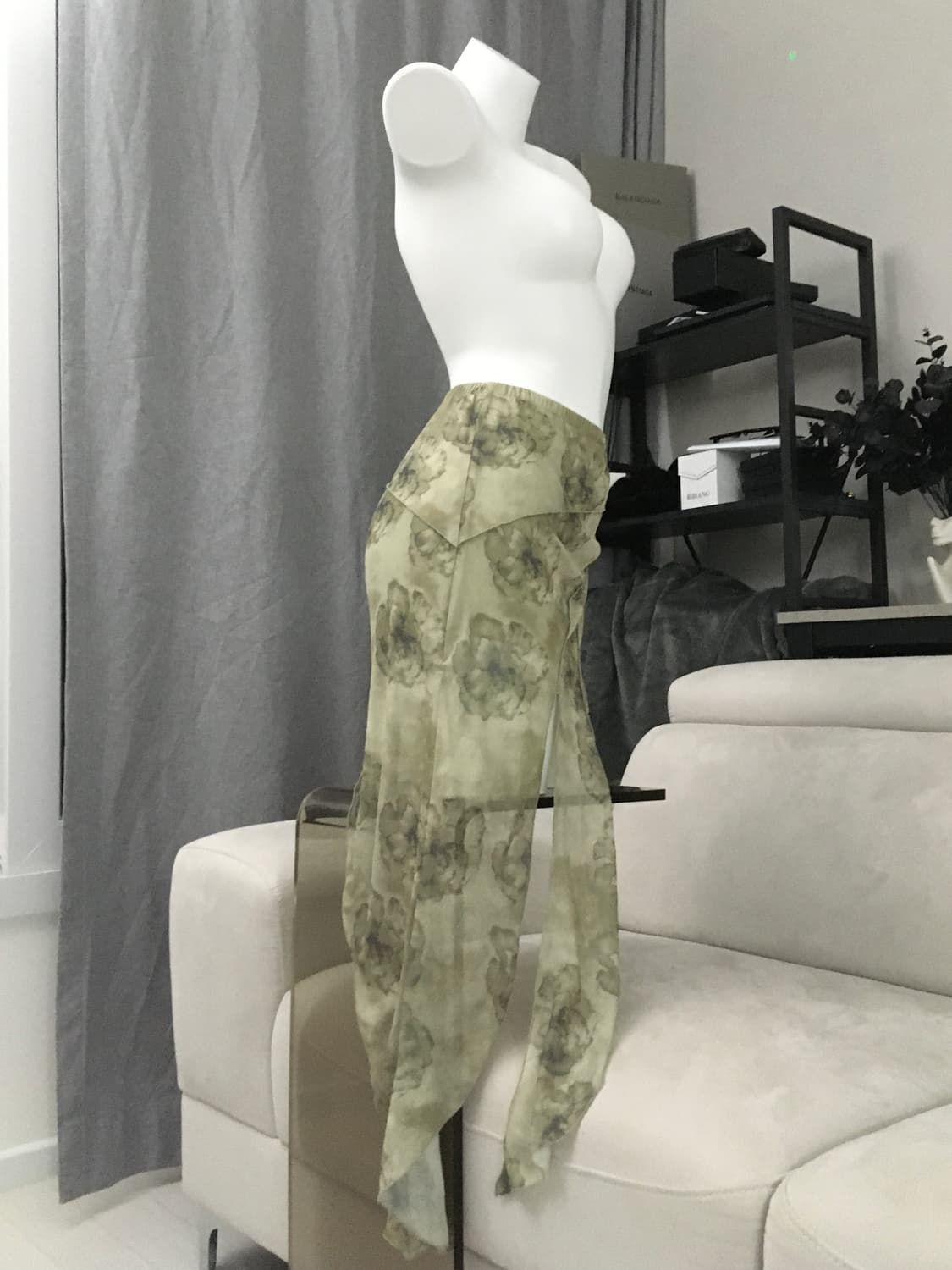 ༒ green fairy irregular shirring skirt 상품이미지2