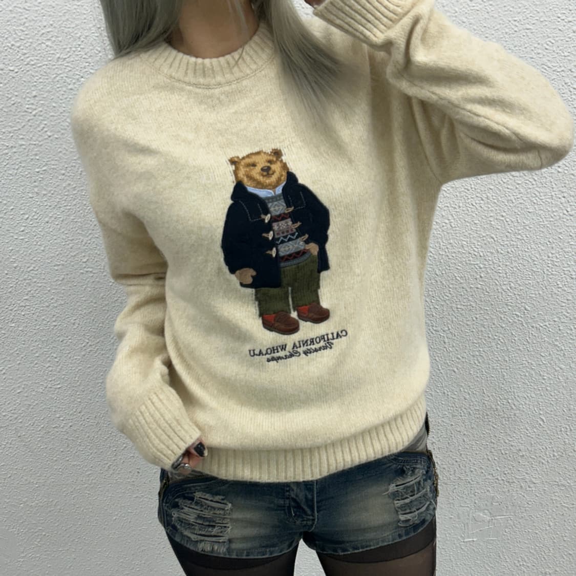 폴로 랄프로렌 곰돌이 로고 아이보리 니트 S 상품이미지1