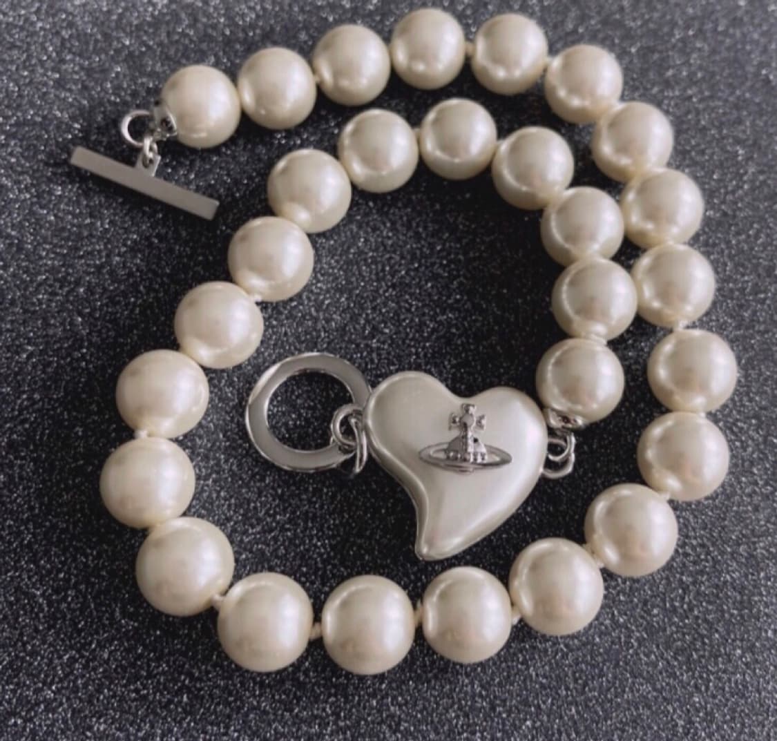 비비안웨스트우드 아카이브 진주 펄 하트 orb 초커 목걸이 상품이미지2