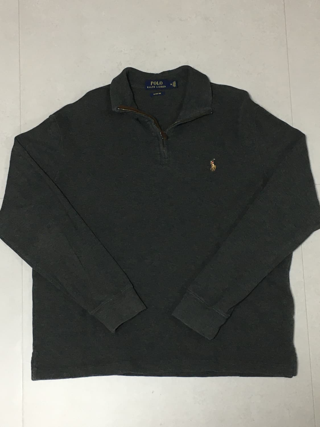 폴로랄프로렌-클래식 에스터이트 리브 쿼터 지퍼 풀오버 스웨터 다크 그레이 상품이미지2