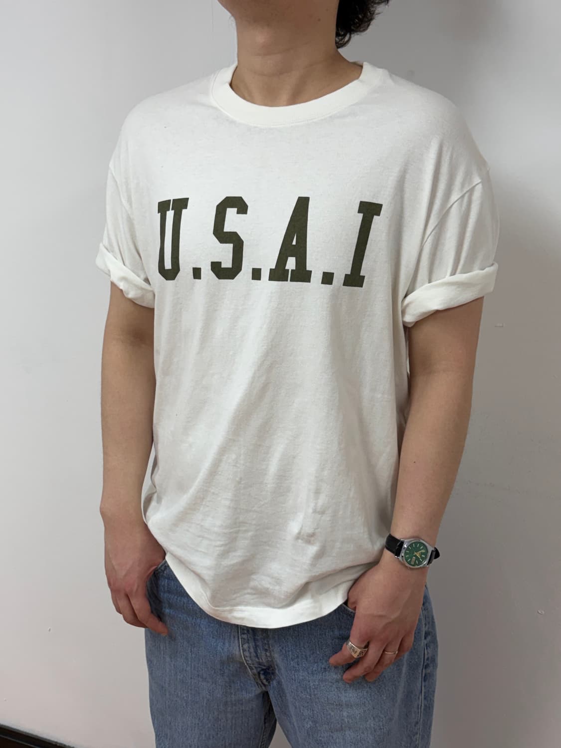 U.S.A.I military 빈티지 티셔츠 (XL) - 착샷 o 상품이미지5