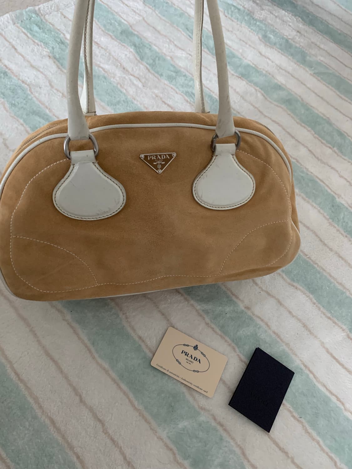 프라다 스웨이드 가방 볼링백 정품 상품이미지3