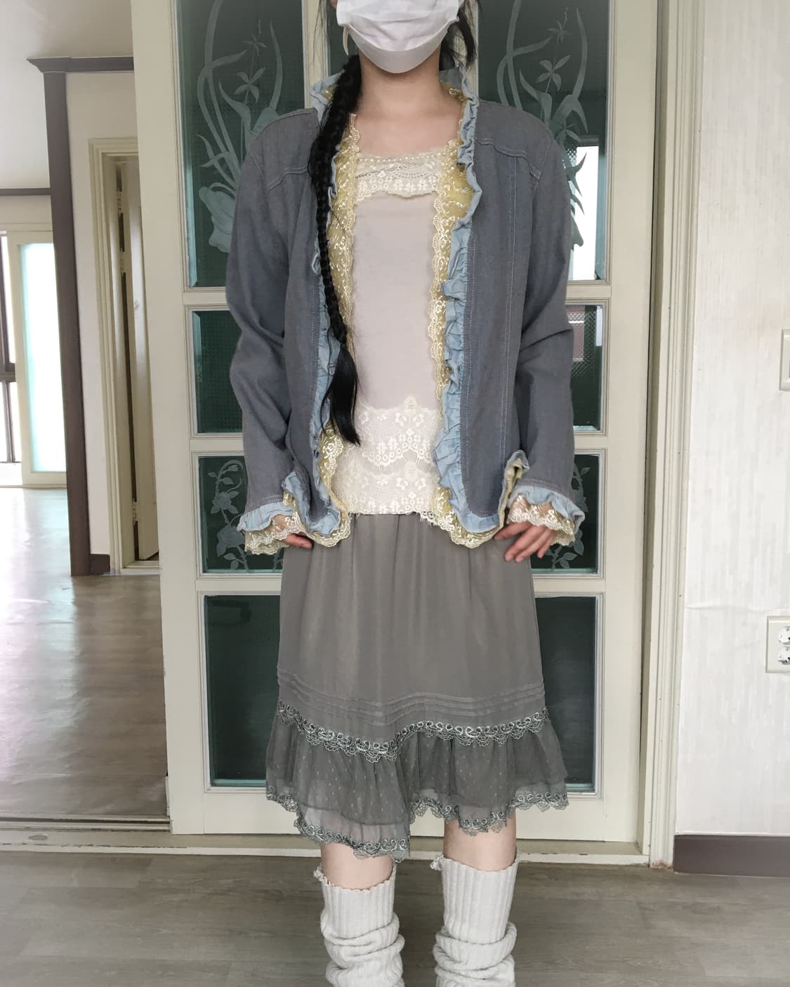 Lace trimming open jacket 상품이미지9