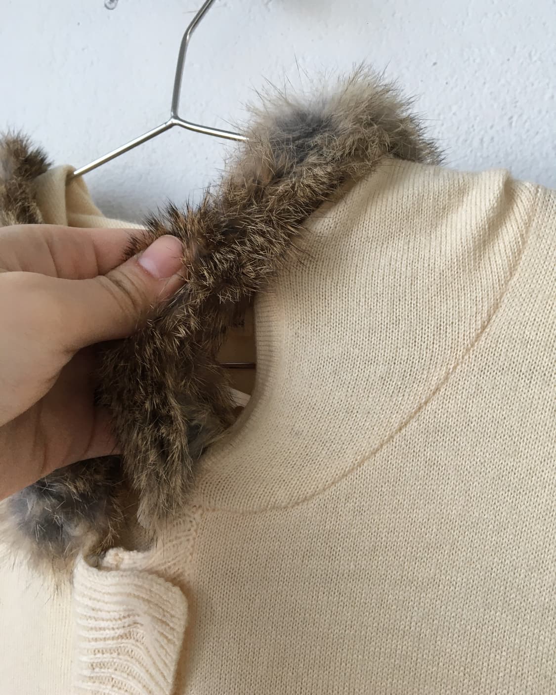 Fur hood knit zip up 상품이미지4