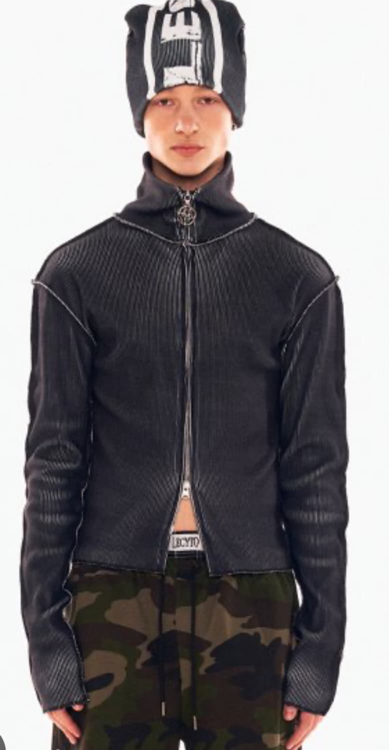 Lecyto 레씨토 니트집업 RIBBED PRINT KNIT ZIP UP 상품이미지1