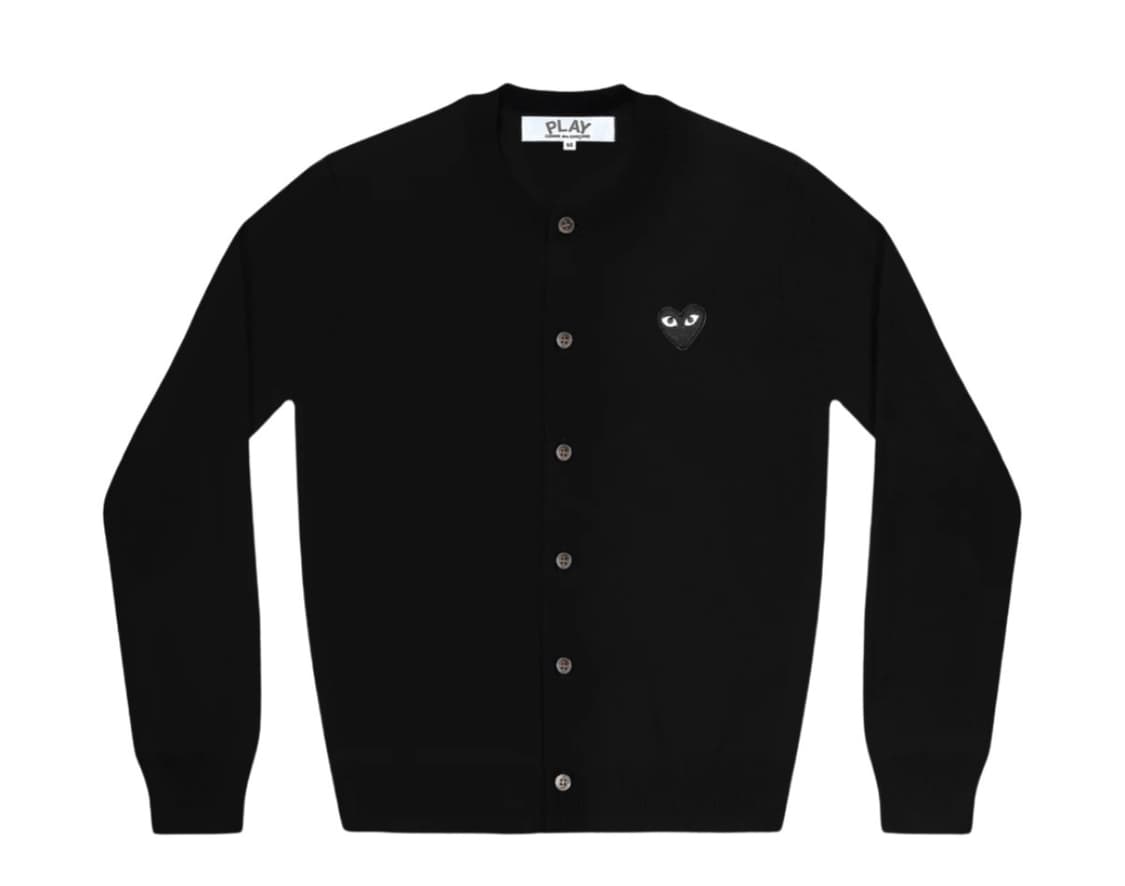(새상품,L) 플레이 꼼데가르송 블랙 하트 니트 가디건 블랙 상품이미지1
