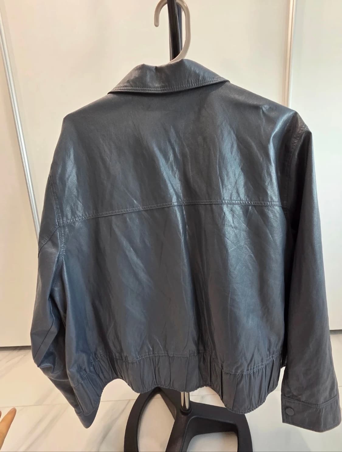 지베르니 페이크 레더 자켓 (버건디/그레이)일괄 상품이미지6