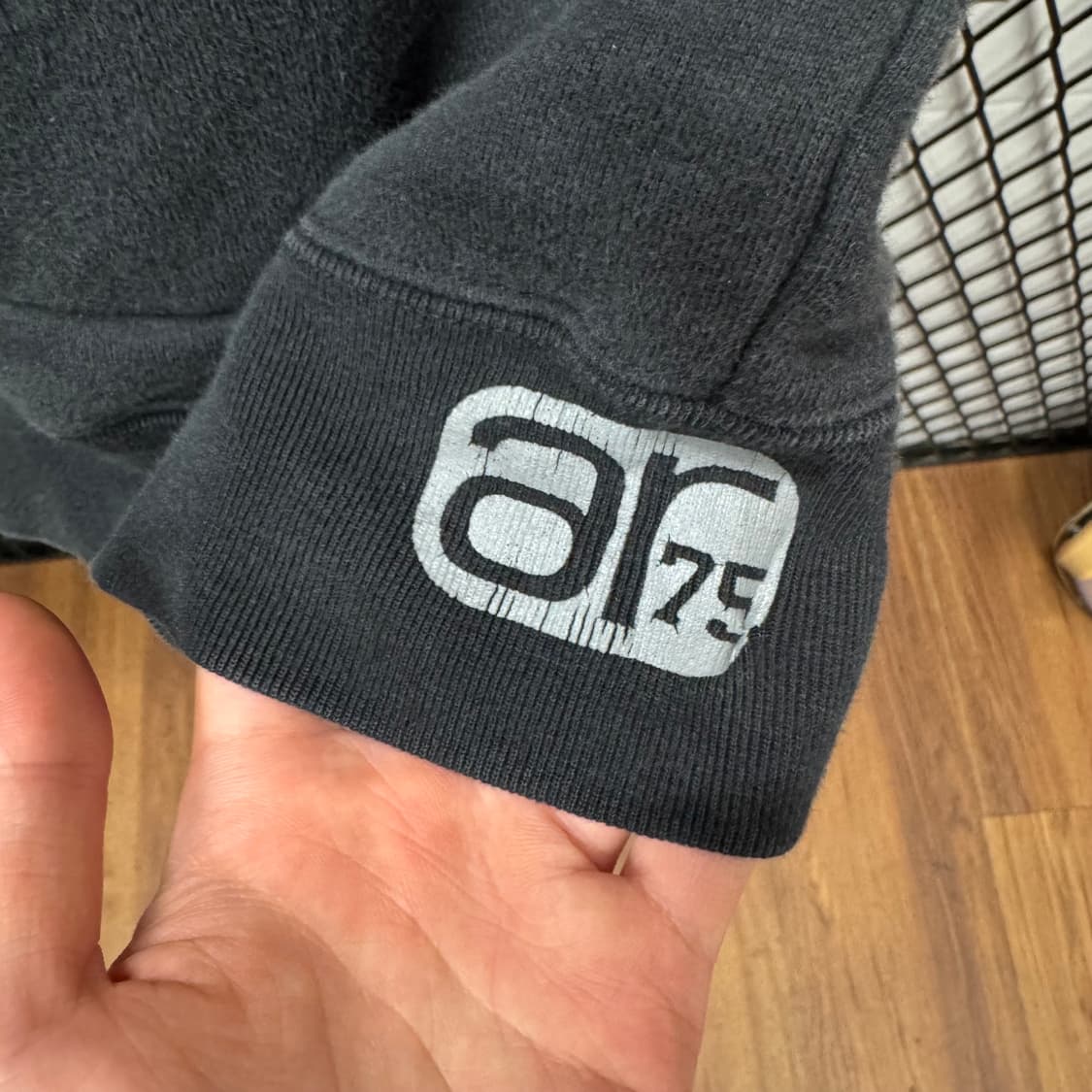 00s 아비렉스 후드티 전면 클로딩 75 프린팅 포인트 블랙 상품이미지6