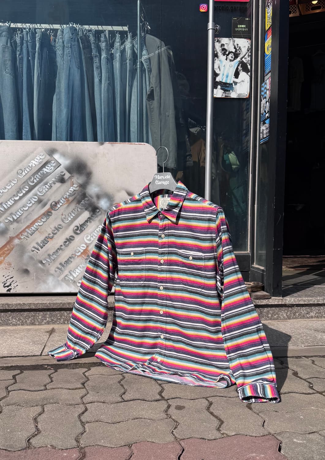 빈티지 스트라이프 패턴 플란넬 셔츠 L (607) 상품이미지1