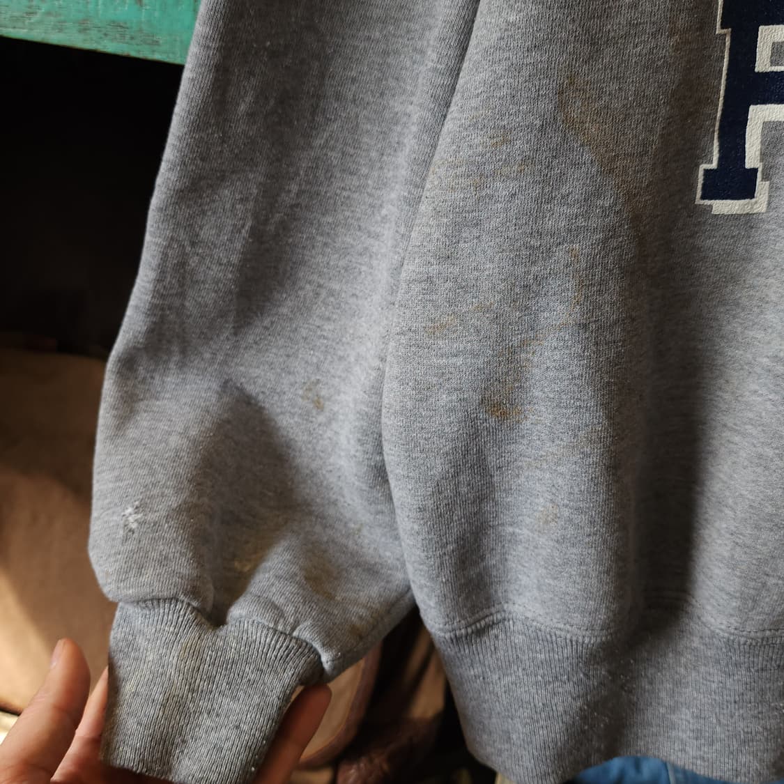 90s 러셀 맨투맨 스웻셔츠 레벨 풋볼 빈티지 레터링 그레이 상품이미지7