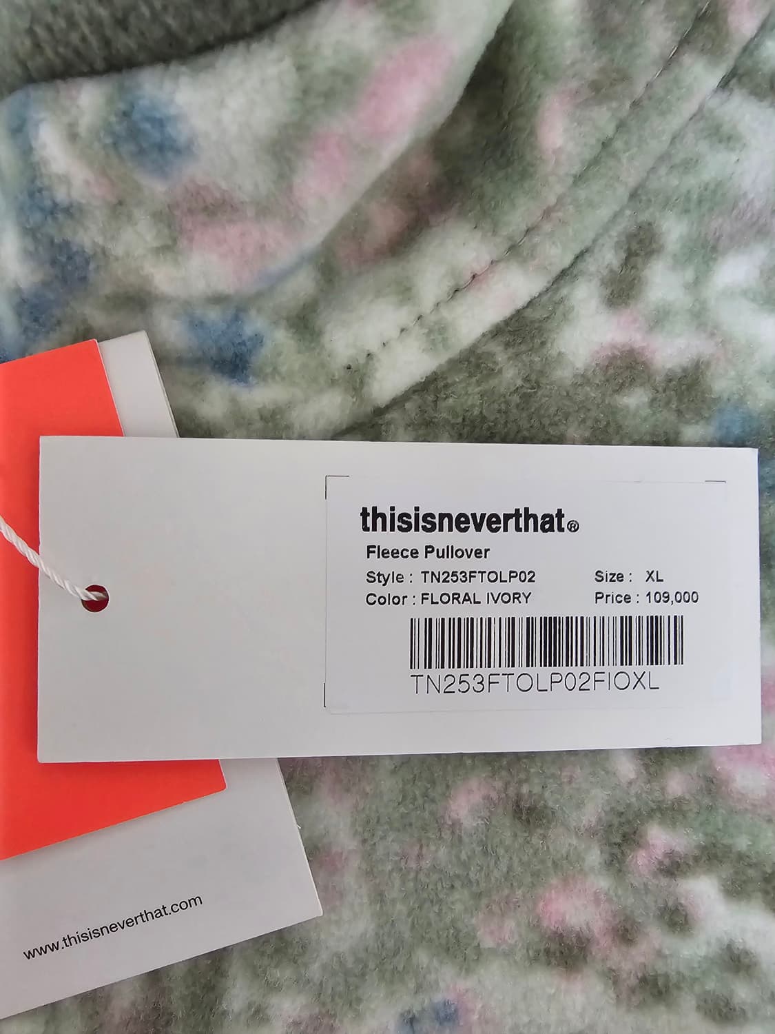 디스이즈네버댓 플리스 풀오버 플로럴 아이보리 XL 새상품 상품이미지3