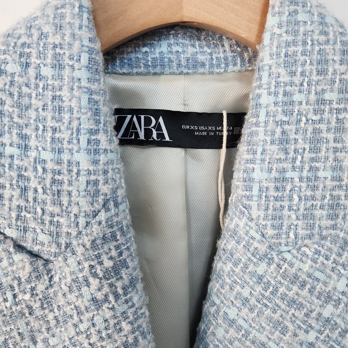 자라 트위드 더블 버튼 자켓 블루 상품이미지2