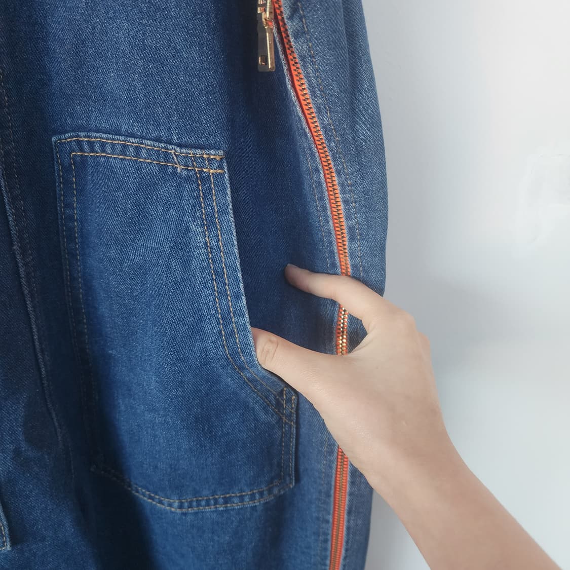 오렌지끈 데님 점프수트 상품이미지3