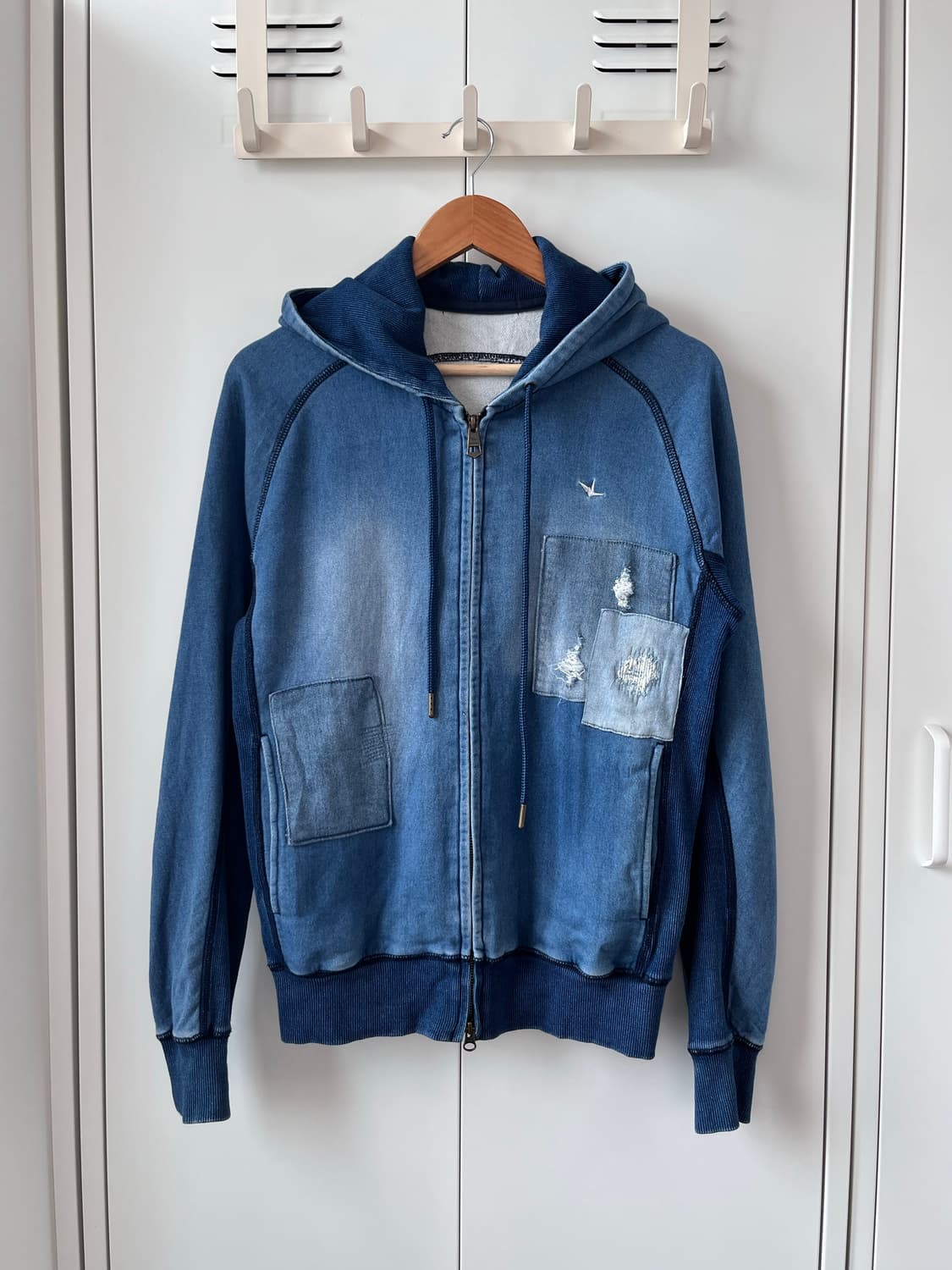 Vintage 데미지 패치 데님 후드집업  상품이미지3