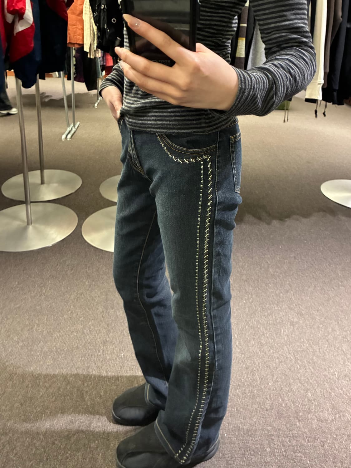 27)Japanese vintage 여성 스티치 부츠컷 팬츠 상품이미지1