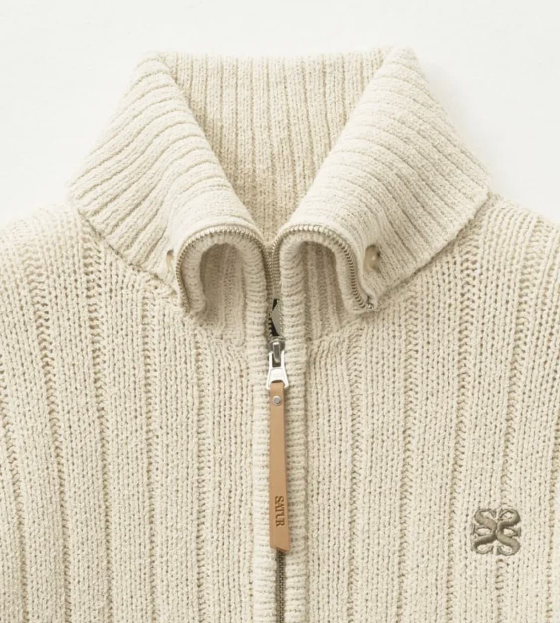 세터 파로 부클 니트 집업 가디건 - 크림 아이보리 상품이미지8
