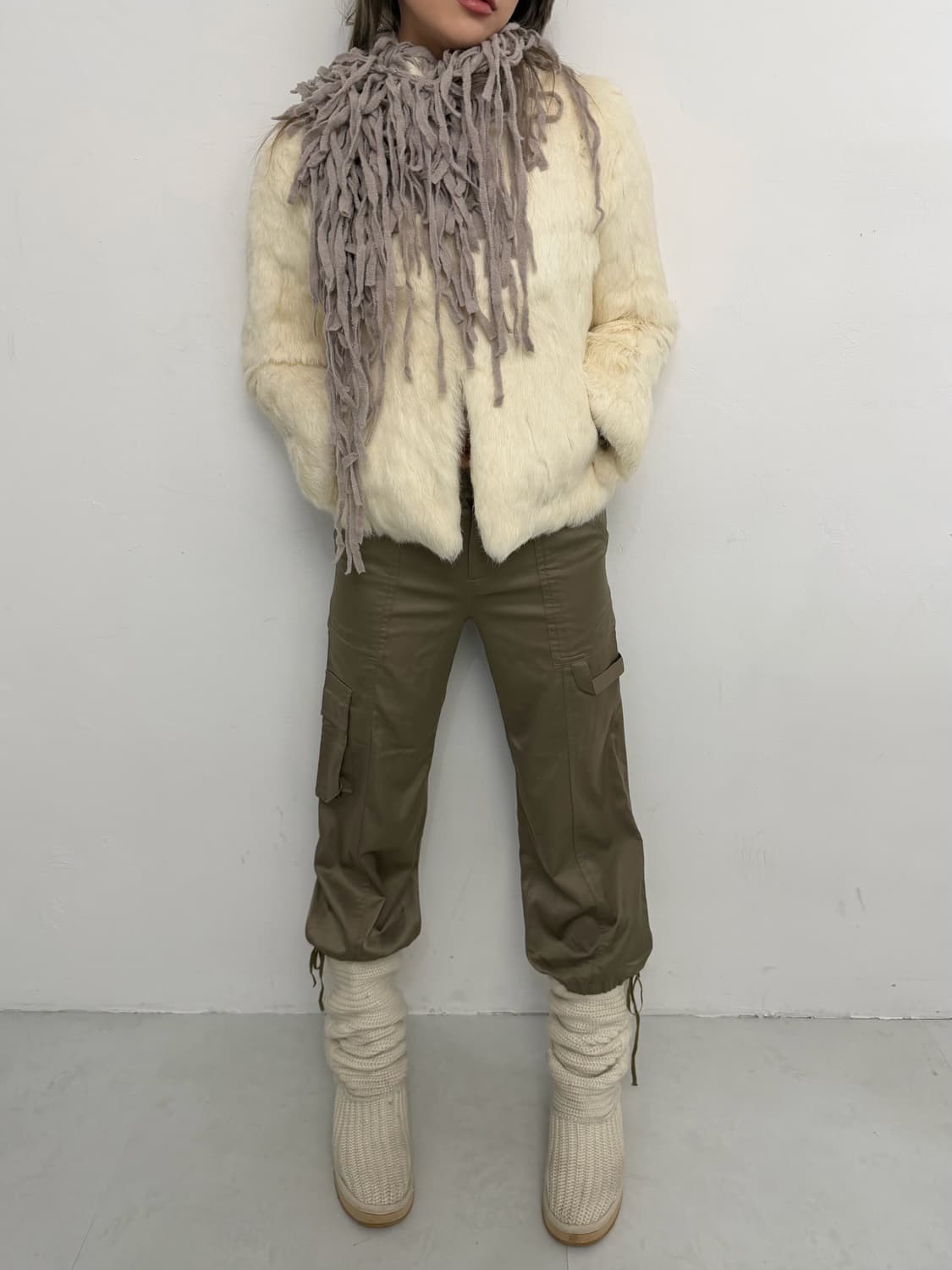 카키 새틴 카고 8부 팬츠 상품이미지2