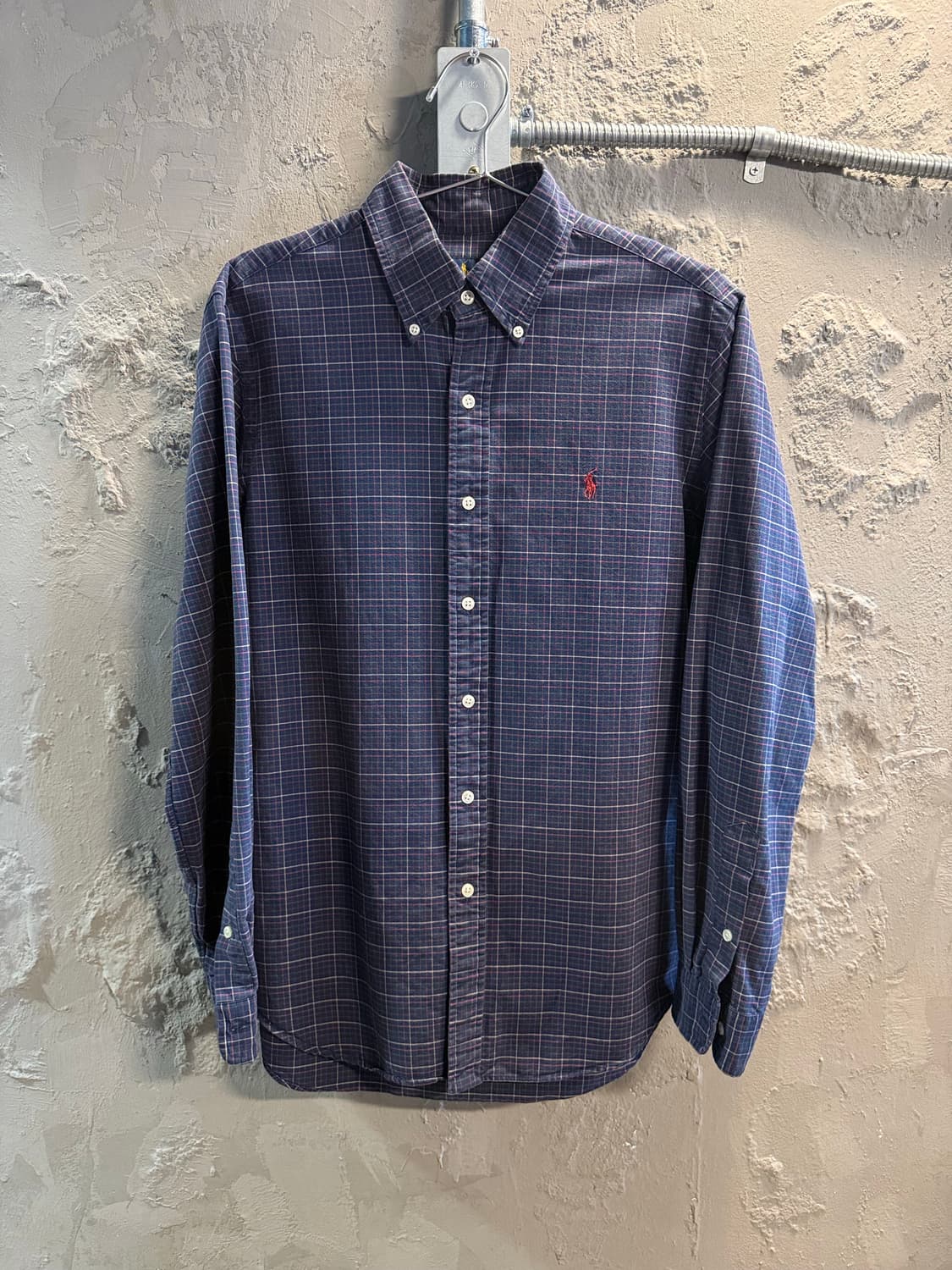폴로 랄프로렌 POLO 체크 버튼다운 셔츠 네이비 M 상품이미지1