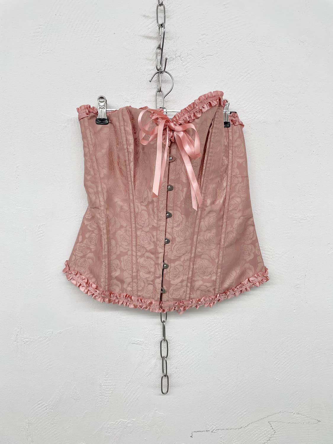 핑크 자카드 프릴 코르셋 상품이미지4
