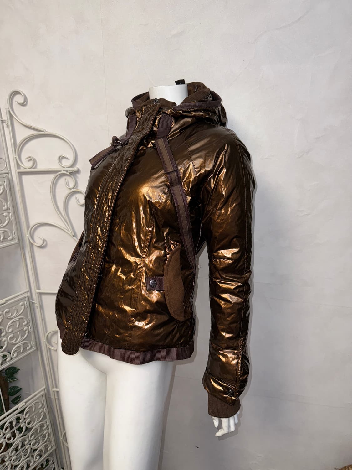 MCM metal brown goose down hood padding  상품이미지6