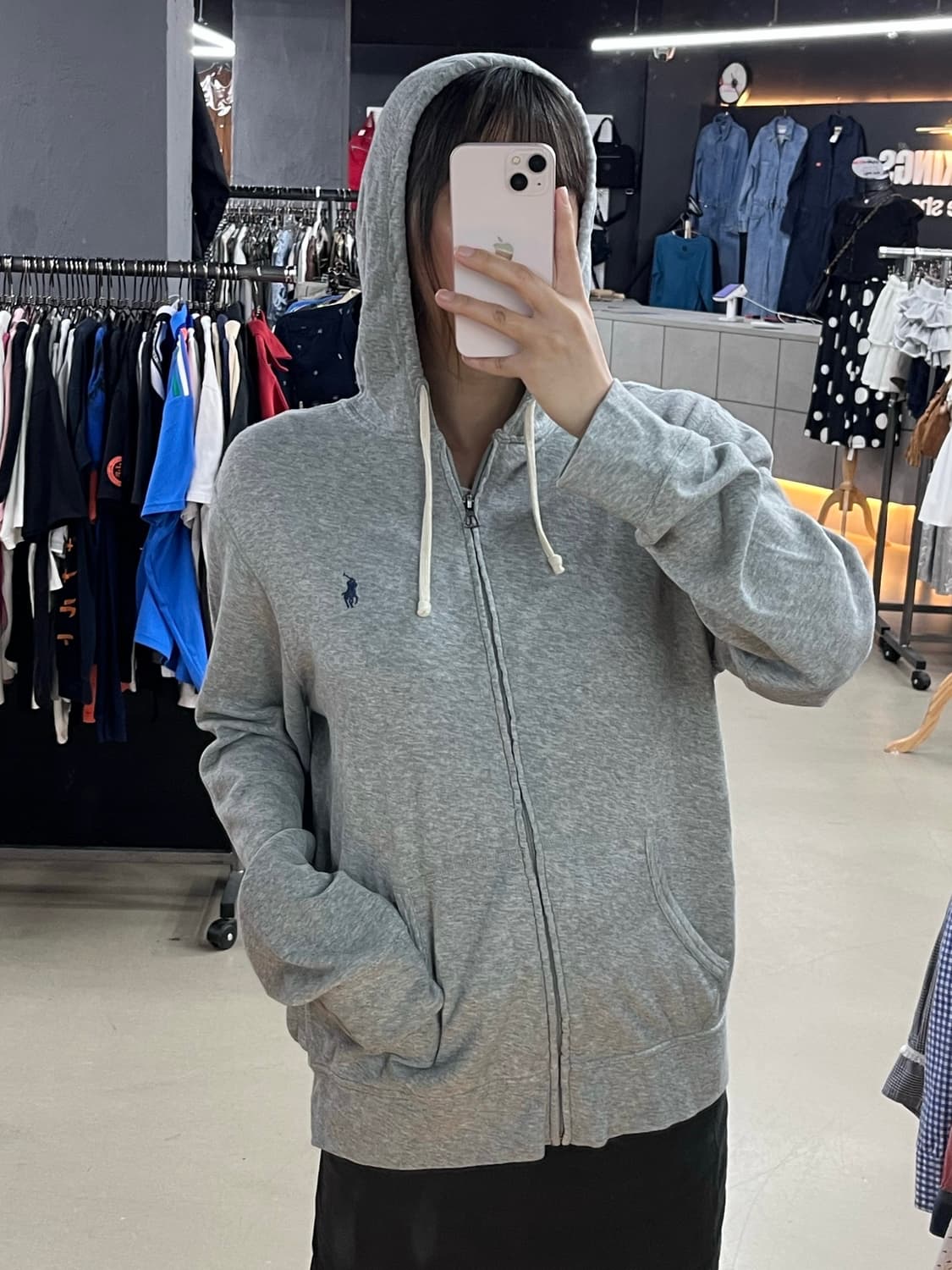 폴로 그레이 후드집업 상품이미지1
