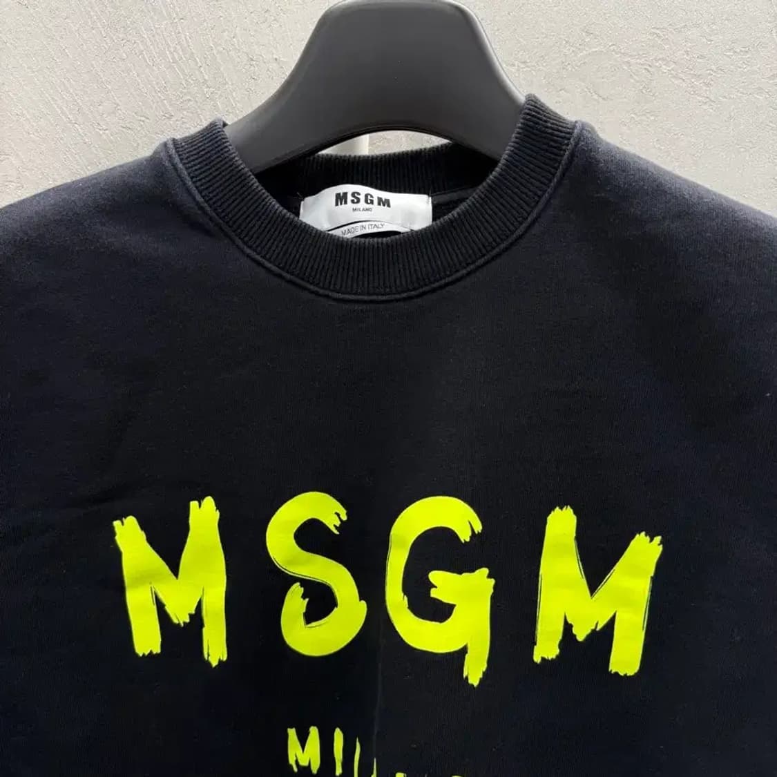 MSGM 로고 쿼트 크루넥 블랙 스웨트 셔츠 M 상품이미지3