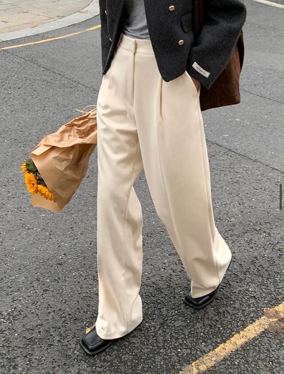 [유튜버 PICK] 크림 양기모 핀턱 와이드 슬랙스 트렌디어패럴 상품이미지9