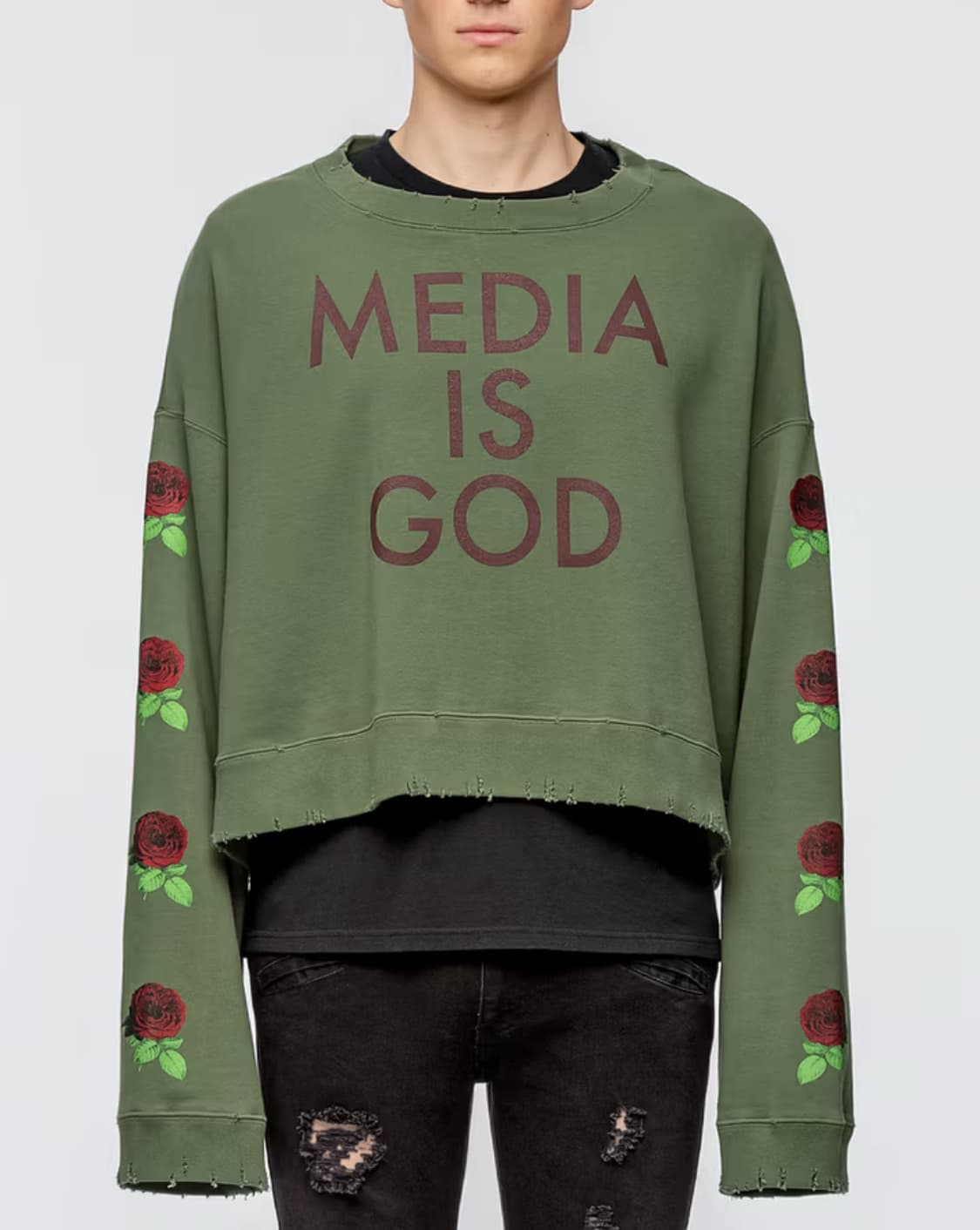 (2)언더커버 미디어이즈갓 맨투맨 카키 상품이미지1