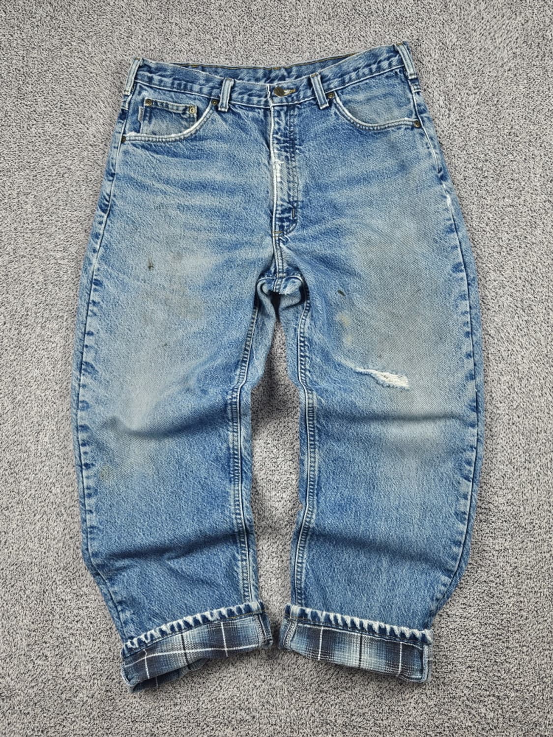 칼하트 헤비 플란넬 체크 데님 워크 팬츠 (34 X 30) / 10051 상품이미지1