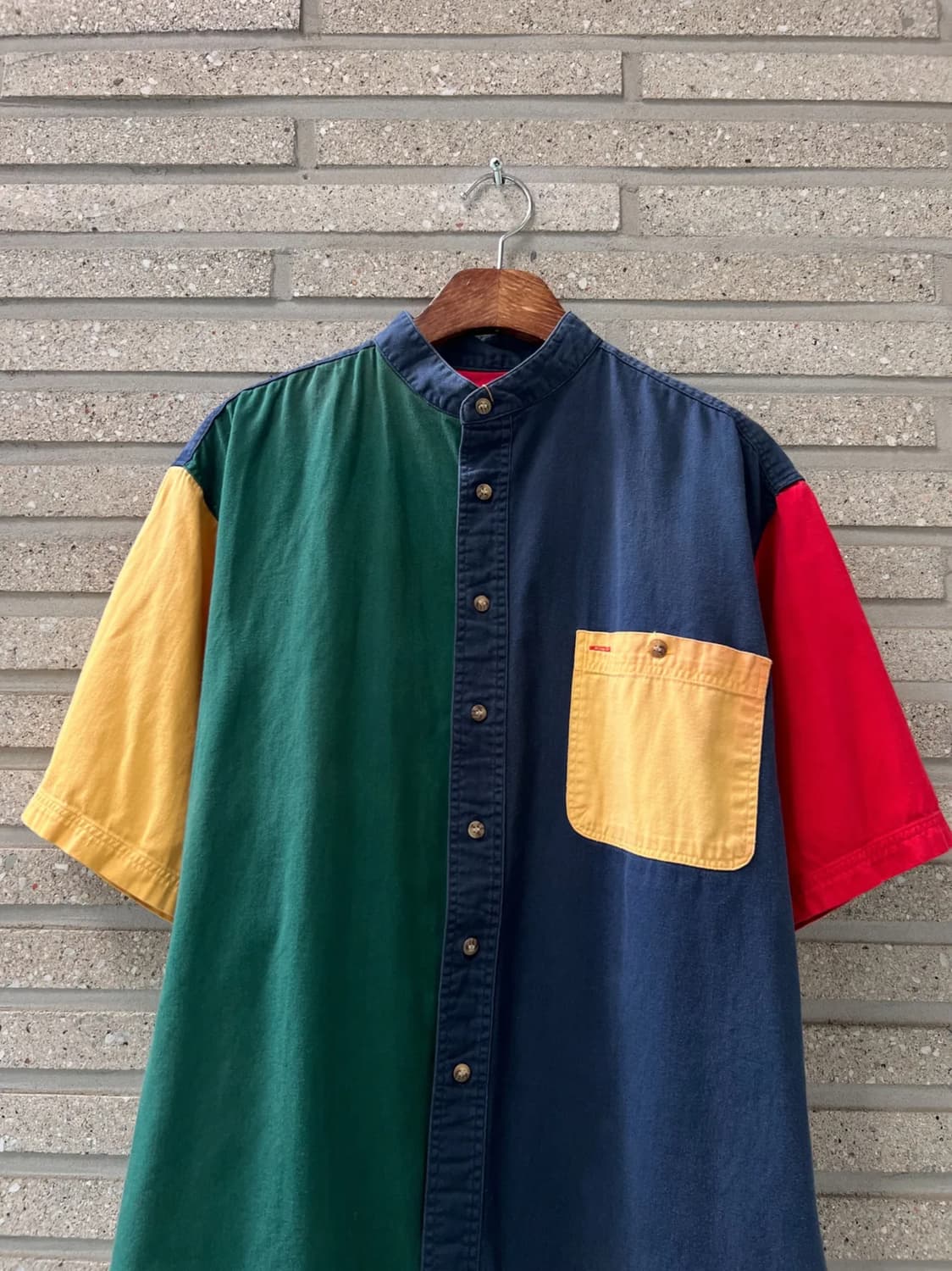 [L]90's USA 빈티지 멀티컬러 헨리넥 셔츠 상품이미지1