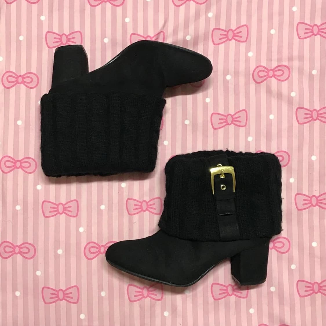 블랙 스웨이드 버클 갸루 부츠  상품이미지2