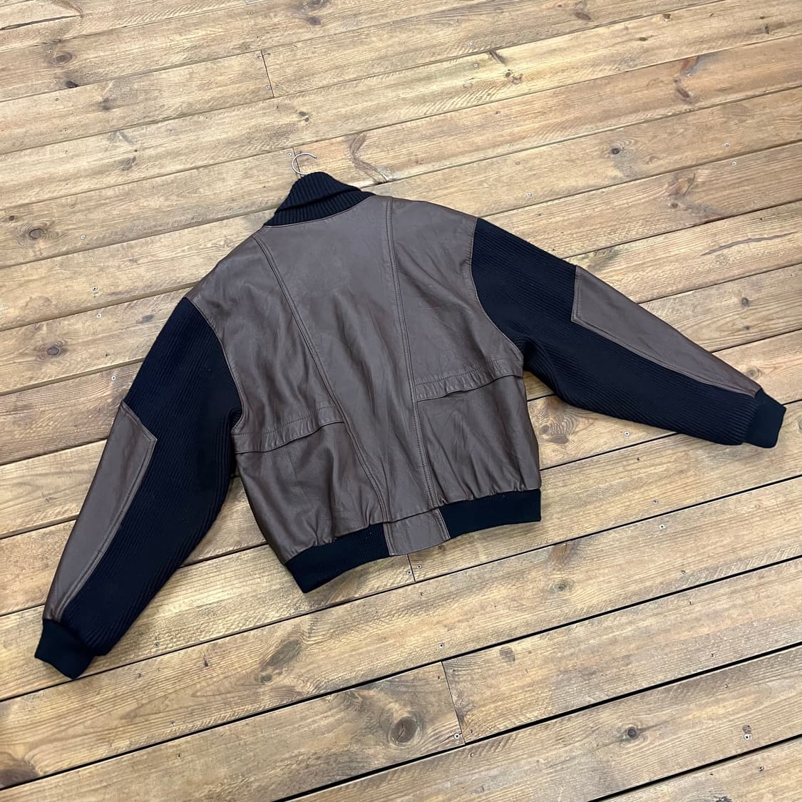 빈티지 이태리 양가죽 니트 배색 가죽자켓 상품이미지2