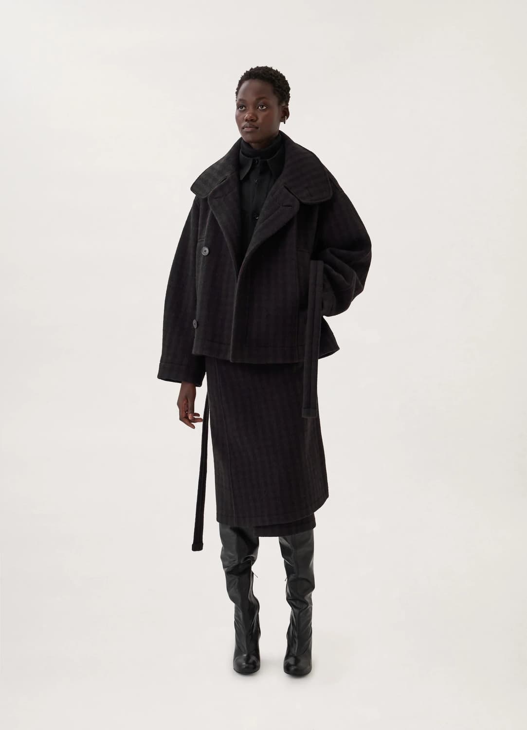 Lemaire check belted coat 판매합니다. 상품이미지1
