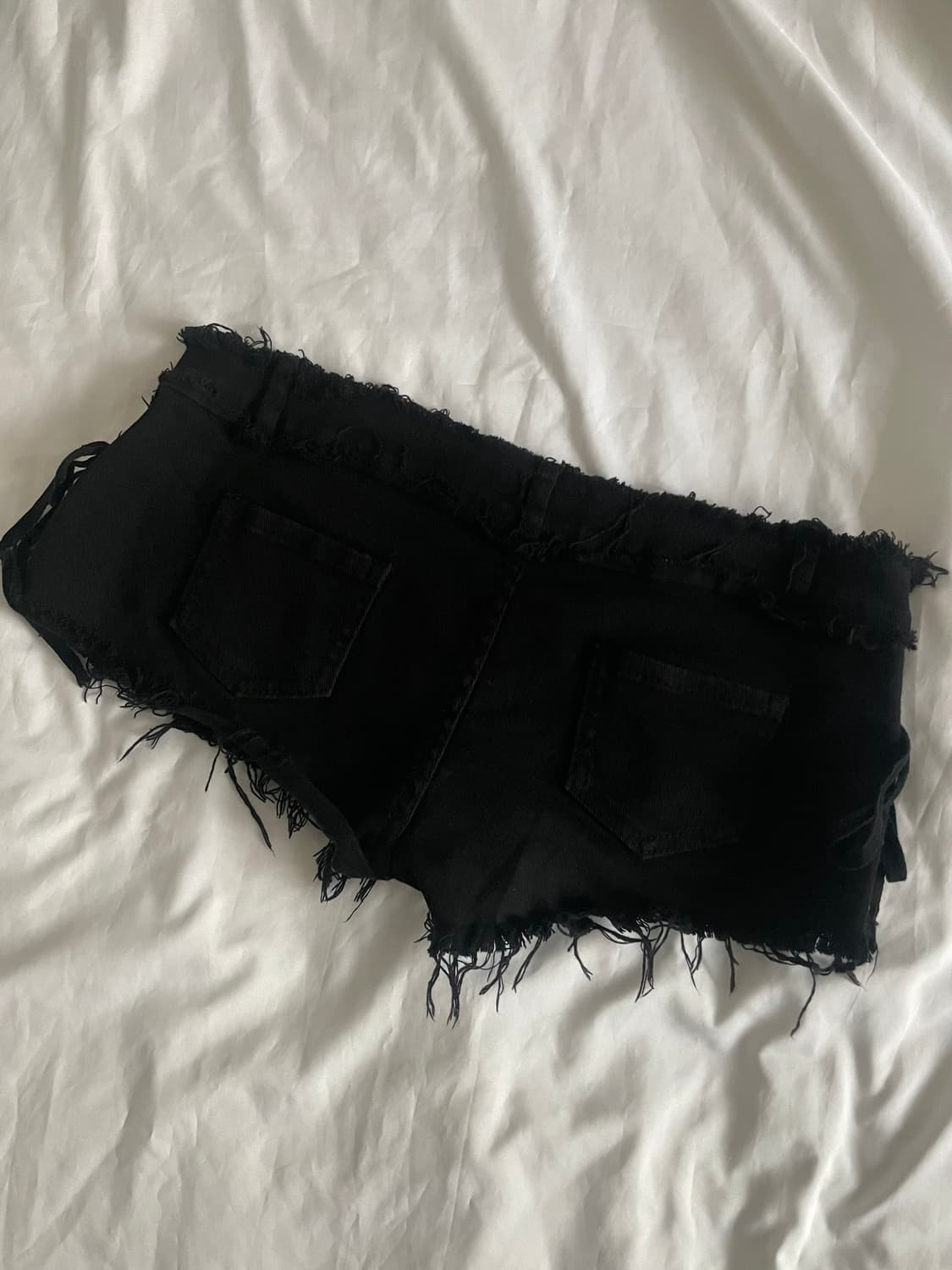 빈티지 블랙 레이스업 데님 숏츠 상품이미지3