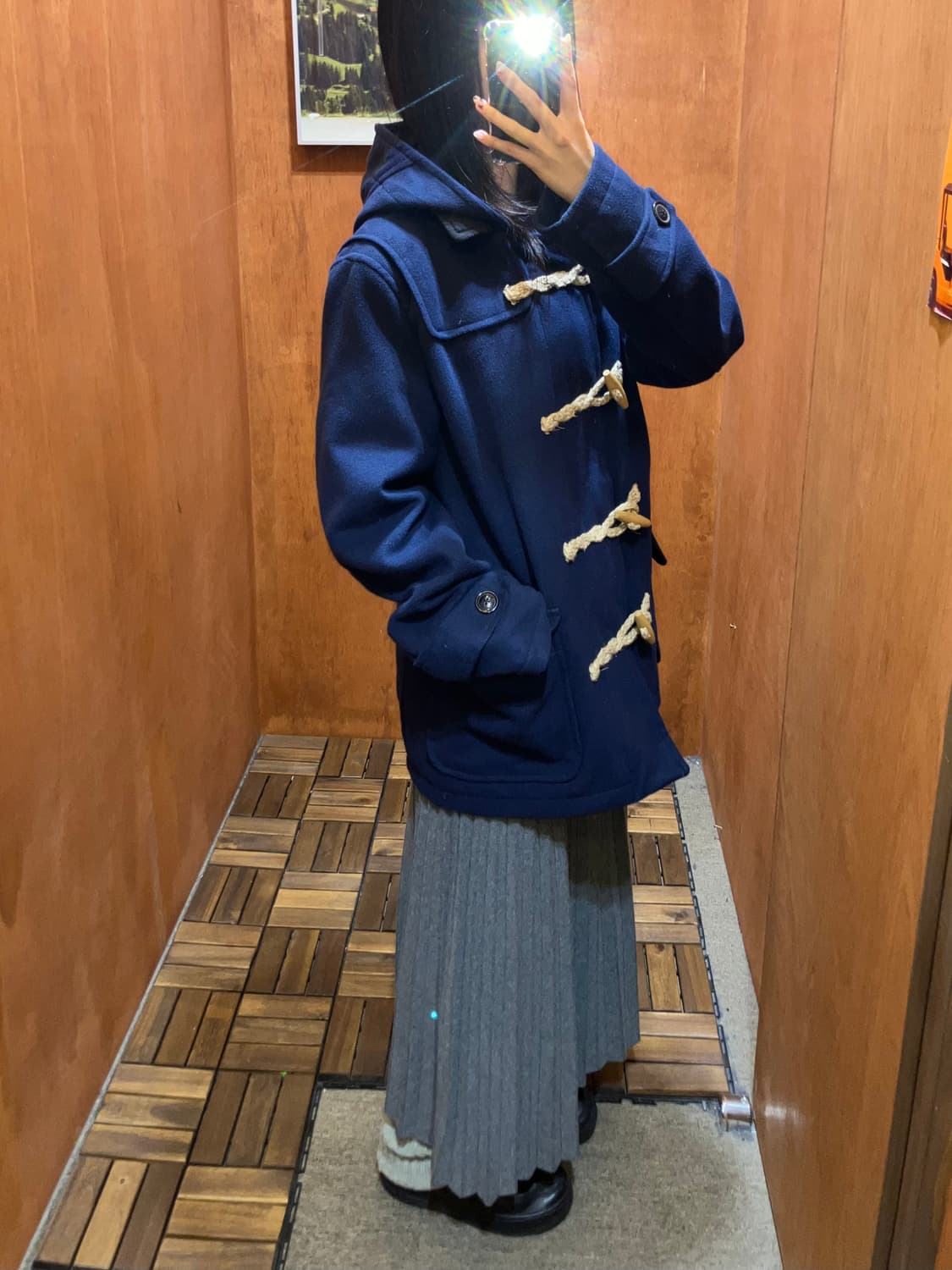 (L) 빈티지 네이비 후드 더플 코트 떡볶이 코트 상품이미지2