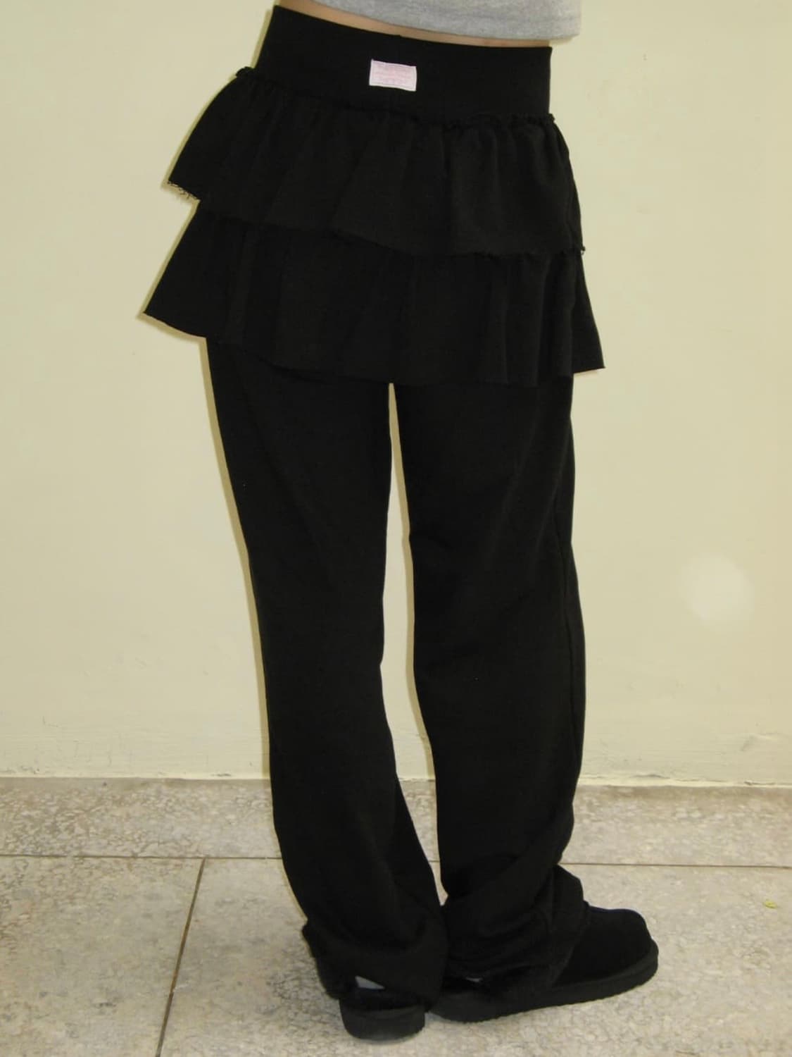 론론 러플 레이어드 팬츠 블랙 상품이미지2